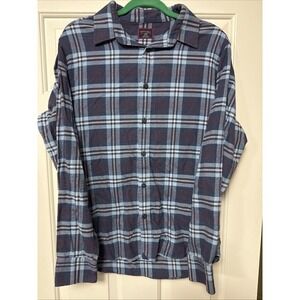 UNTUCKit 100% Cotton Long‎ Sleeve Flannel Button Down Shirt Men's Size L Blue